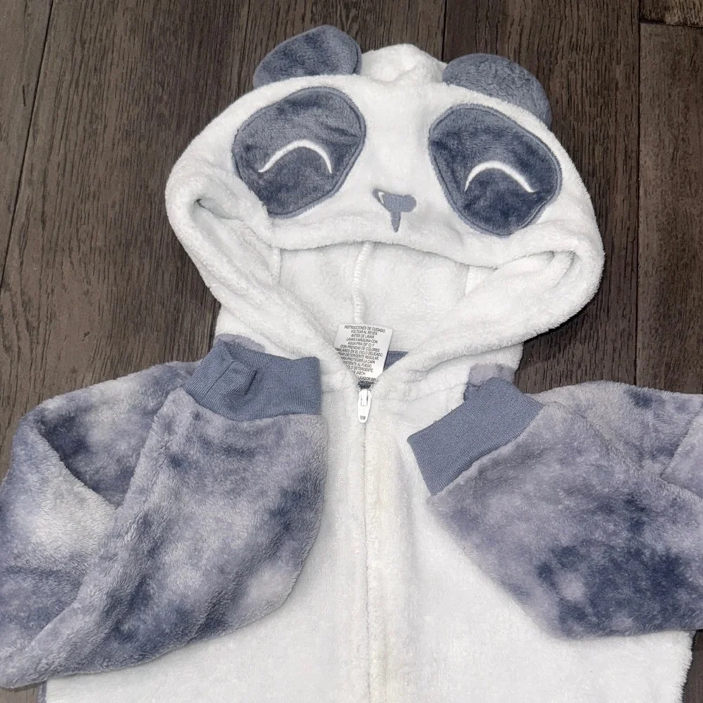 Cozy plush fleece like Panda Kids One Piece hooded pajama footless jumper